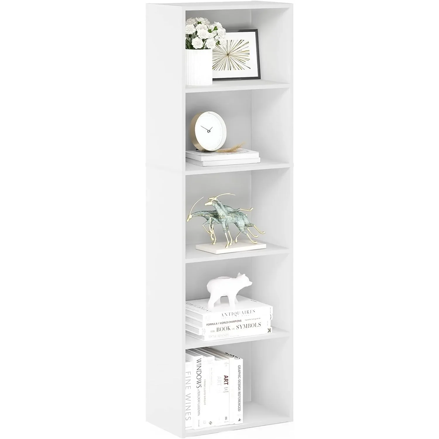 

Furinno Luder Bookcase / Book / Storage , 5-Tier, White