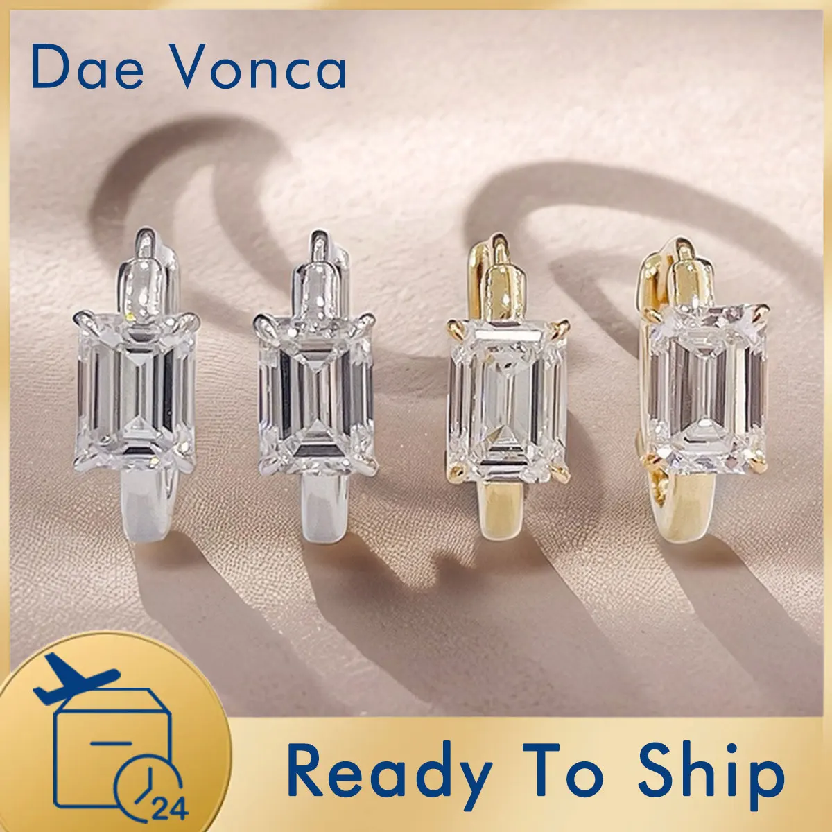 Emerald Cut Diamond Hoop Earrings Fashion 18K Gold Lab Grown Diamond Earrings Top Quality Jewelry Gift For Women