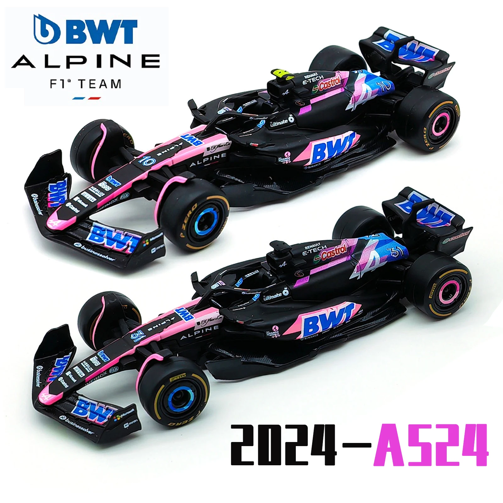 Bburago 1:43 Alpine F1 Team A524 2024 Alloy Car Miniature Diecast Model #10 Pierre Gasly #31 Esteban Ocon Toy Collectible