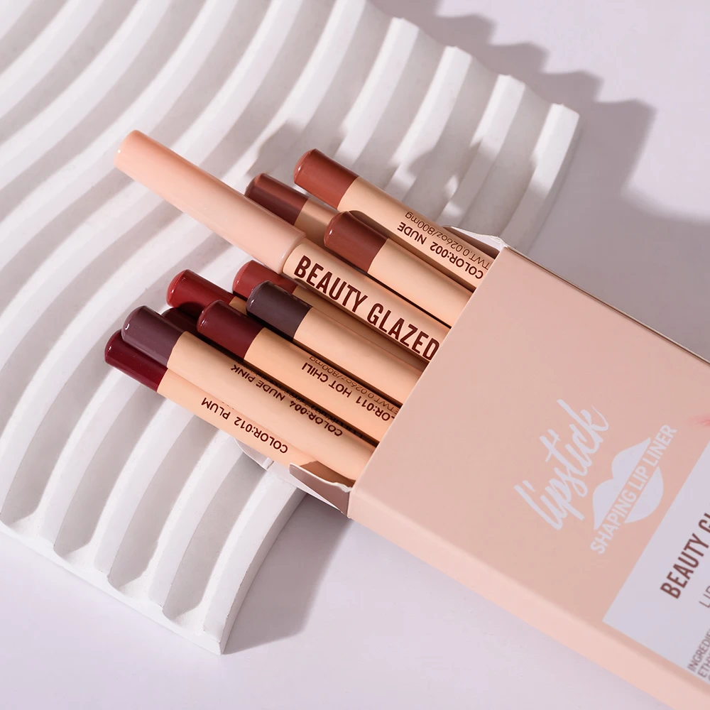 Ensemble de crayons à lèvres nus et mats, 12 pièces, imperméable, longue durée, teinte tranchante, lisse, maquillage, cosmétiques