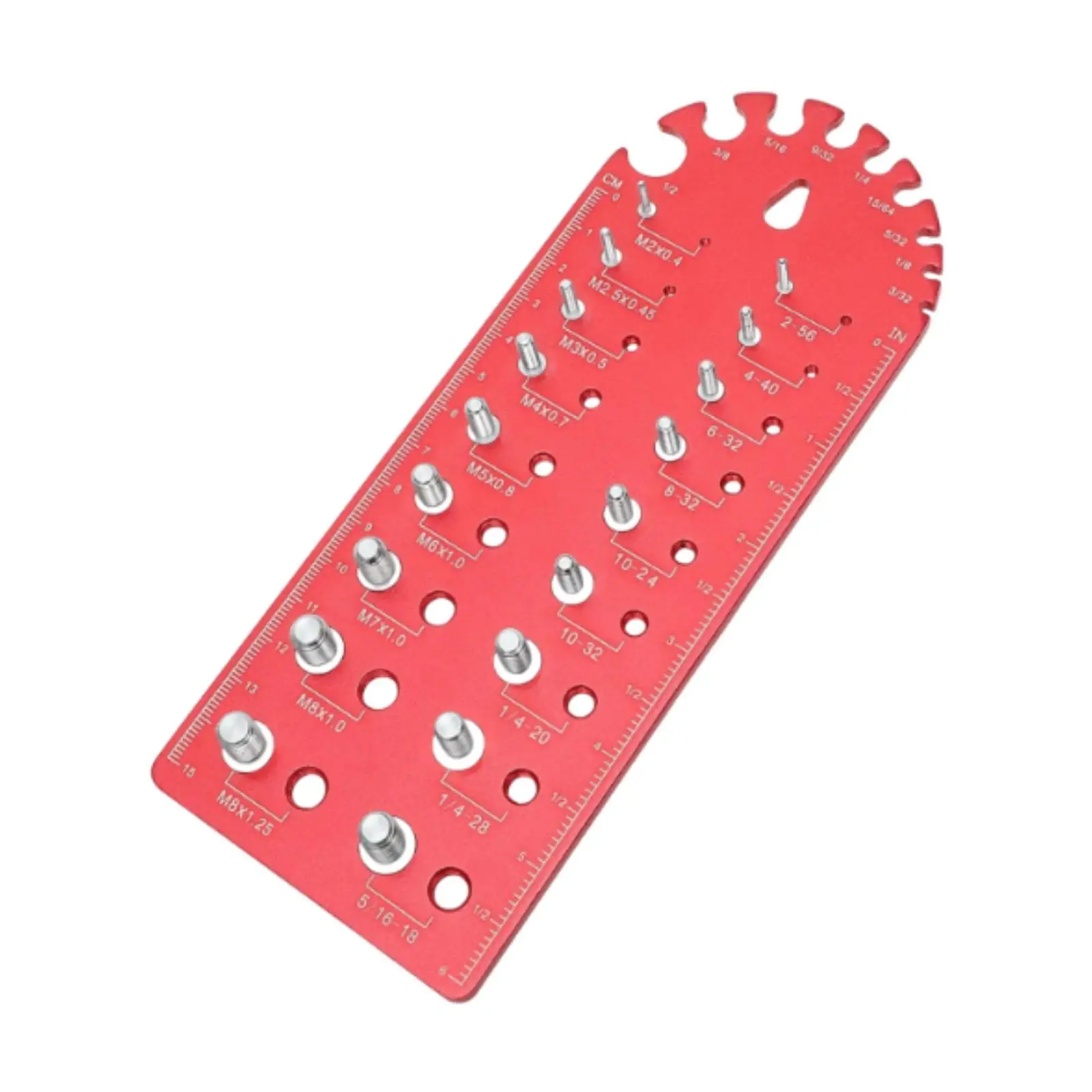 Nut and Bolt Thread Checker with inch cm Ruler Screw Size Chart