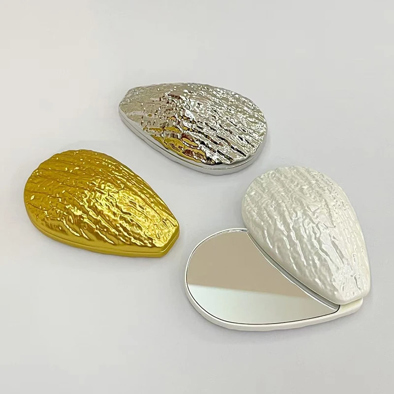 Miroir cosmétique Double face en forme d'huître, miroir pliant coulissant, miroir à main pour filles, miroir de vanité Compact incassable