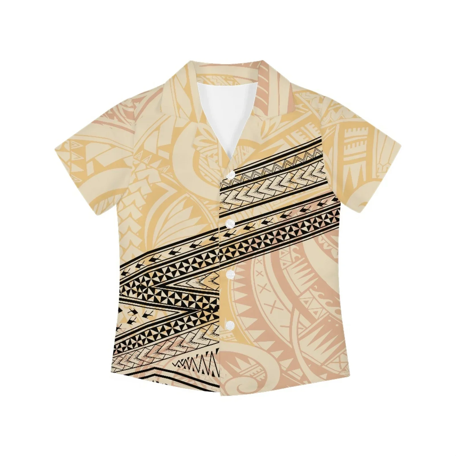 Polynesian Tribal Fijian Totem Tattoo Fiji Prints Hot Sale Children Shirts Fashion Short-sleeved Boys Shirts For Kids Blouses