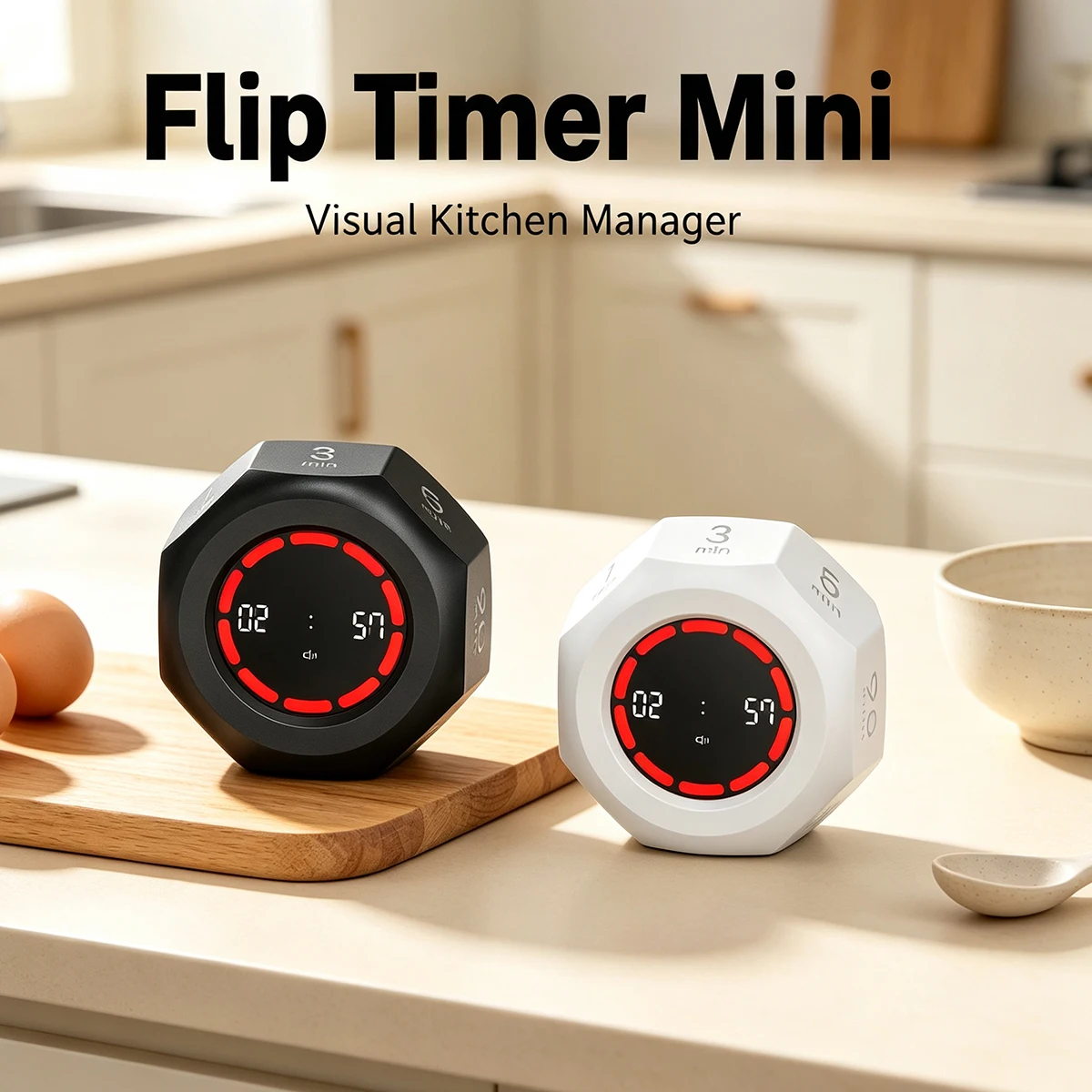Flip Induction Timer Visual Digital Pomodoro Timer 7 Preset Time Count‑up Countdown Timer For Student Study Cooking USB Charging