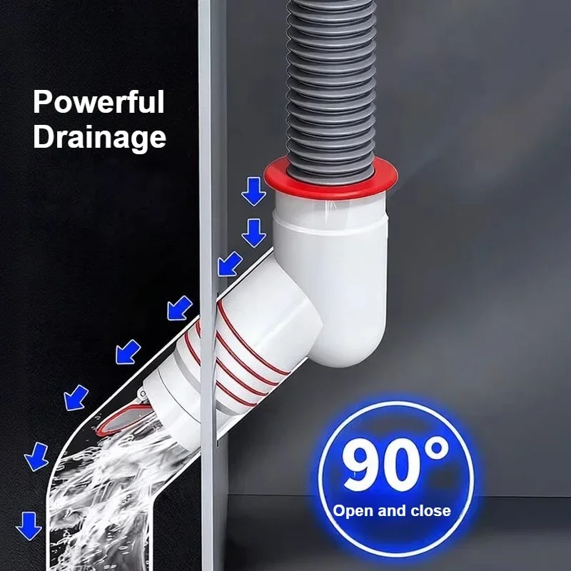 

Bathroom Anti-spill Drain Pipe Adapter Anti Odor Washing Machine Pipe Connector Sealing Ring Multifunctional Sewer Joint