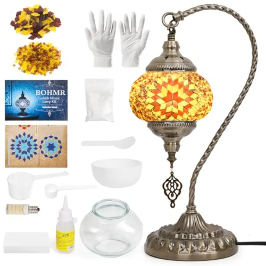 

DIY Turkish Mosaic Lamp Kit for AdultsSwan-Neck Stained Glass Lamp Making Kit- Easy Fun No Experience Needed Mosaic Art and Cra