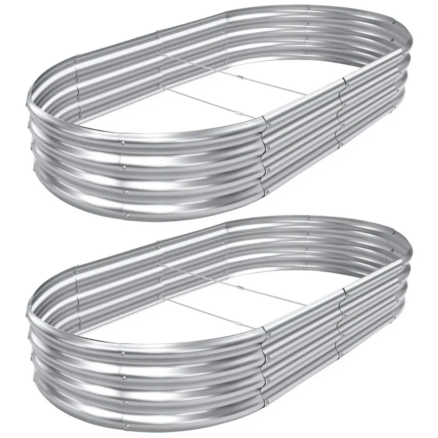 

2pack 841ft Raised Garden BedOutdoor Galvanized Planter Boxes, Oval Large Metal Raised Garden Beds for Vegetables