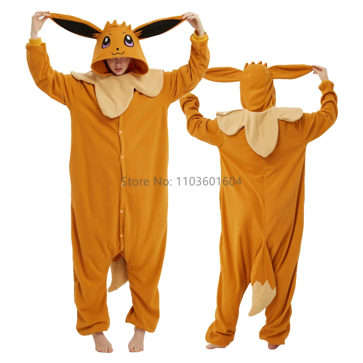 Piyama hewan Kigurumi Onesie untuk pria wanita dewasa piyama Eev Mew merah muda pakaian rumah kostum pesta Cosplay Halloween