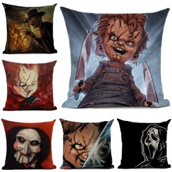 Chucky Cushion Cover Halloween Home Decoration Horror Movie Clown Printed Linen Throw Pillows Car Sofa Decorative Pillow Case
