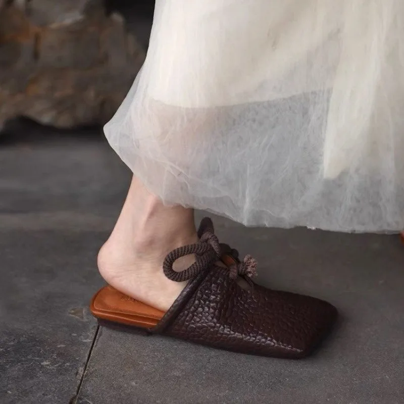 

Тапочки на плоской подошве с квадратным носком, женские дизайнерские туфли-лодочки, модные повседневные сандалии, лето 2021, шлепанцы с открытой пяткой, Sandalias De Mujer