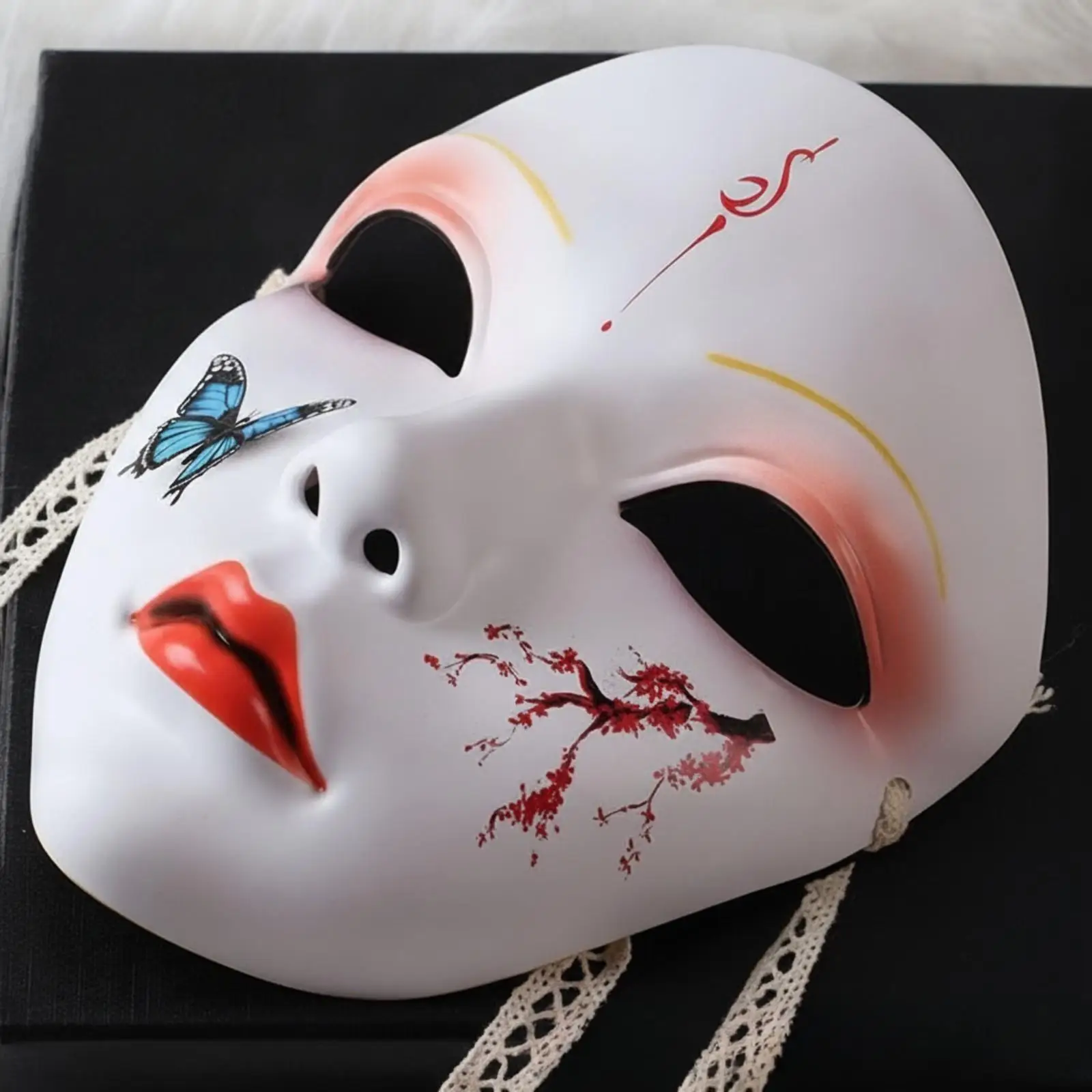 Masque demi-visage de style chinois avec zone oculaire ombrée pour accessoire de costume de scène