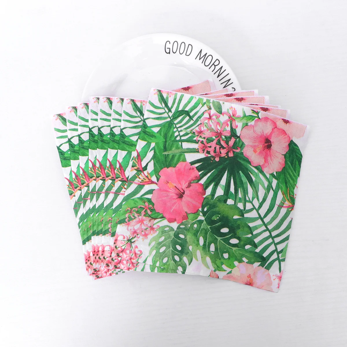 20PCS Hawaii Disposable Party Supplies Decorative Monstera Flower Napkins Paper Party Napkins for Summer Carnival