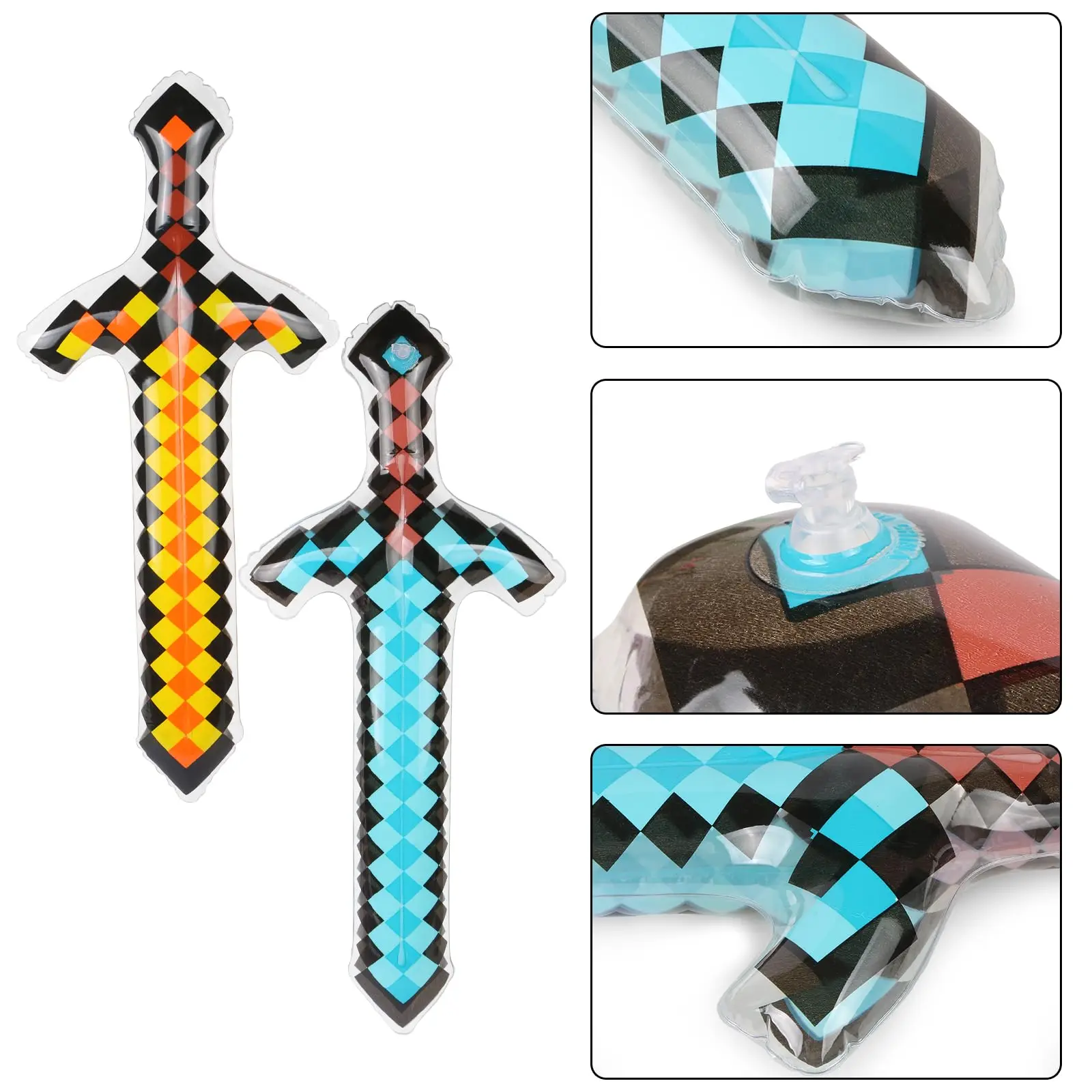 Opblaasbare wapens - Pixel Diamond Swords, houwonden, hatchets, assen, drieten Kinderspeelgoed Verjaardagscadeau Ballon ﻿