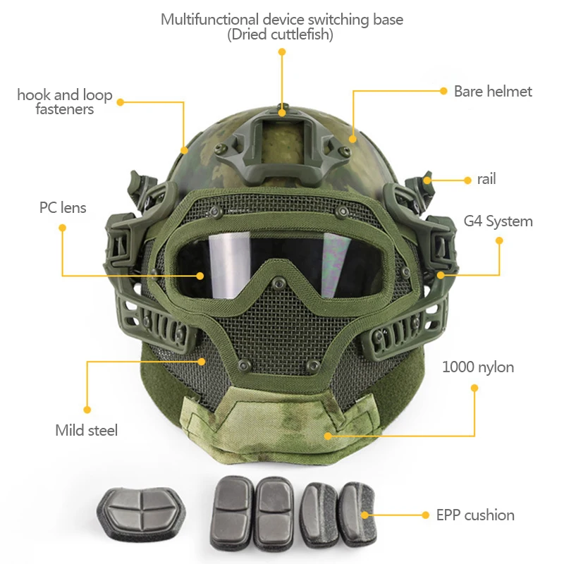 Tactical Helmet steel mask integration full face all-directional protective equipment Tactical helmet G4 system CS equipment