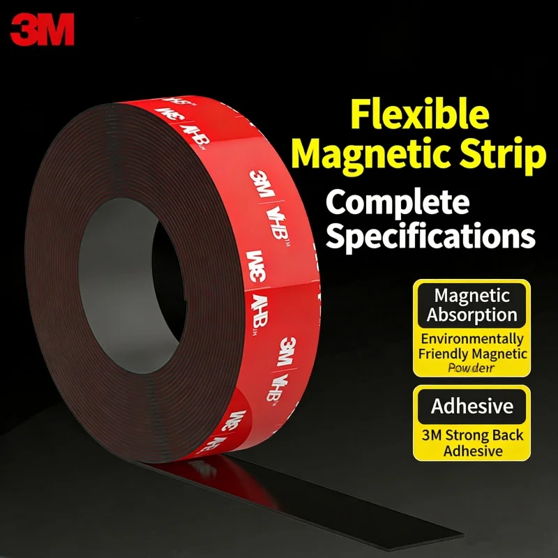 3M Magnetic Adhesive Tape 1.8mm Thickness Strong 3M Back Adhesive Soft Magnetic Strip Tape for Teaching Aids Refrigerator Etc