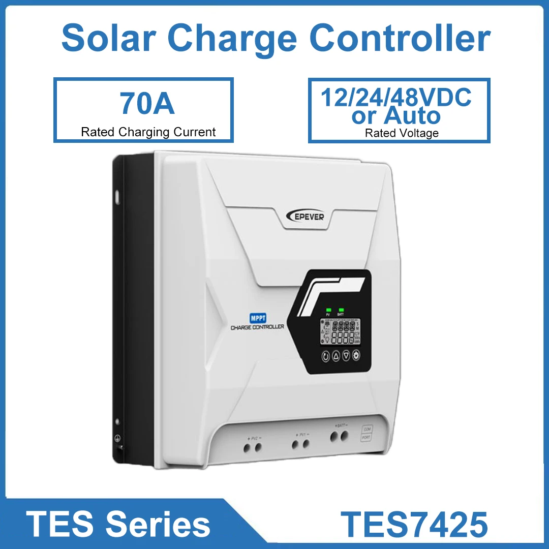 

TES7425 TES8425 12/24/48VDC Высокоточный MPPT контроллер заряда солнечных батарей, широко используемый в автодомах. Солнечные энергетические системы для лодок