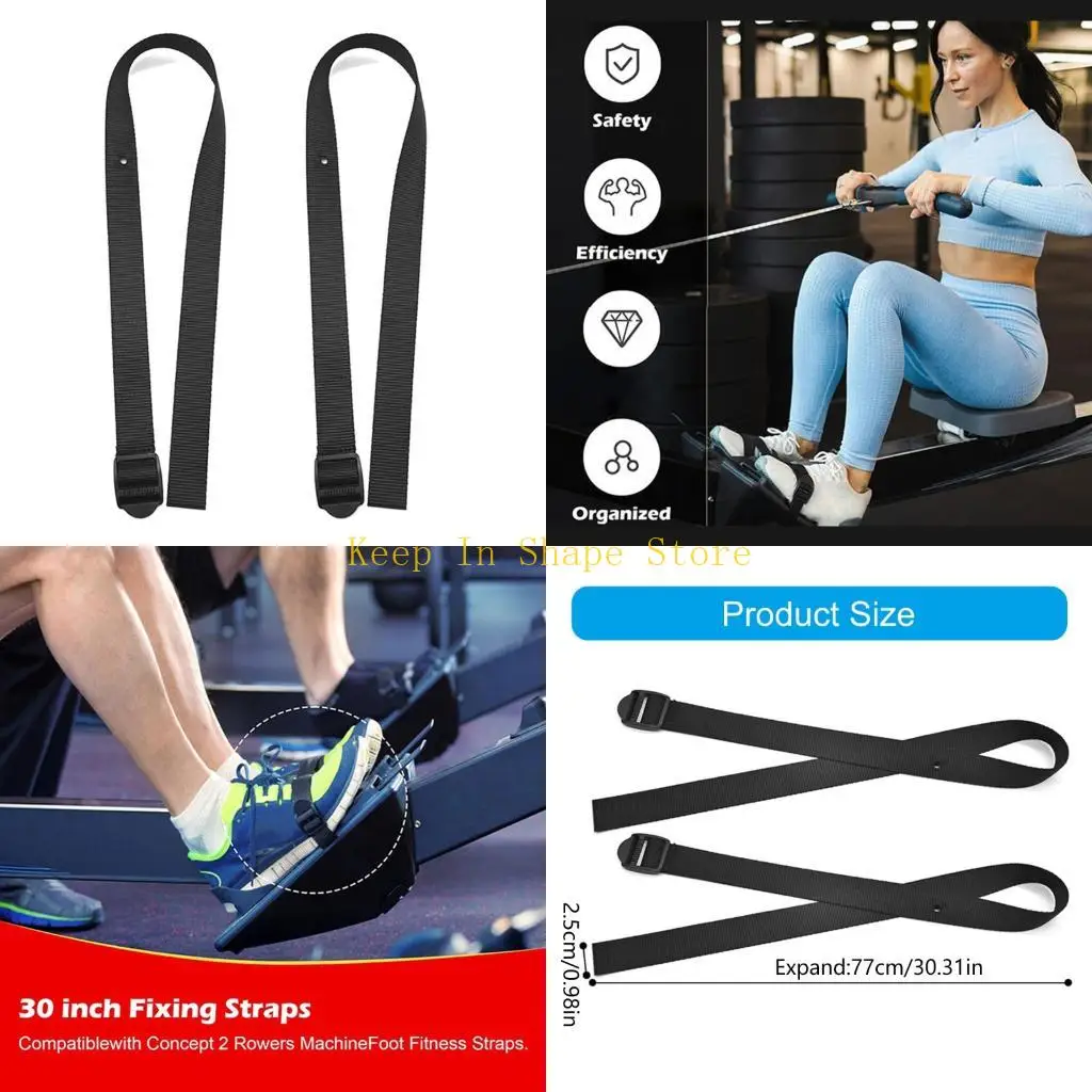 U1JC 1 Pair Rowing Machine Accessories Foot traps Ergonomic Polyester Foot Band Enhanced Grip And Stability For Workouts