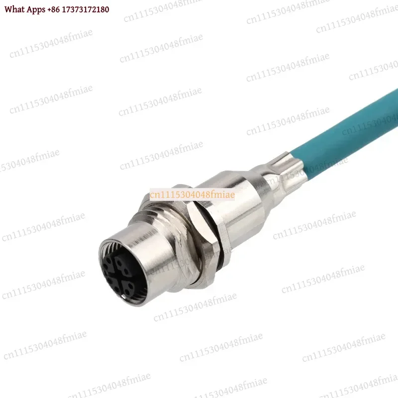 Shielded Back Mount 1M 8 Pin X Coded Female Panel Connector Molding Type Solder Socket PUR Ethernet Cable