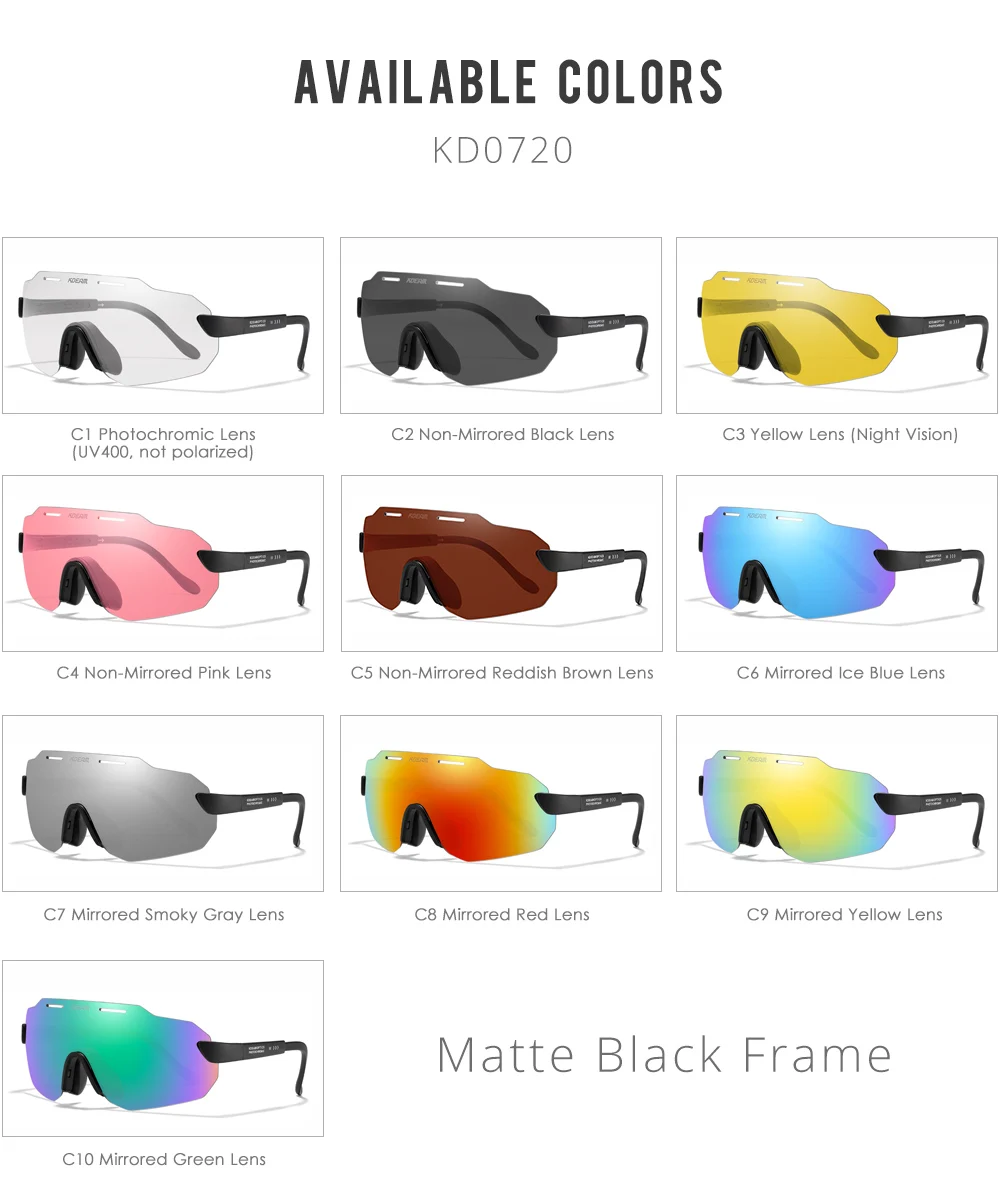 KDEAM Hohe-Ende Radfahren Gläser Ultra Licht TR90 Material Photochrome/Polarisierte Sonnenbrille Männer Einstellbare Tempel Länge – Detail 5
