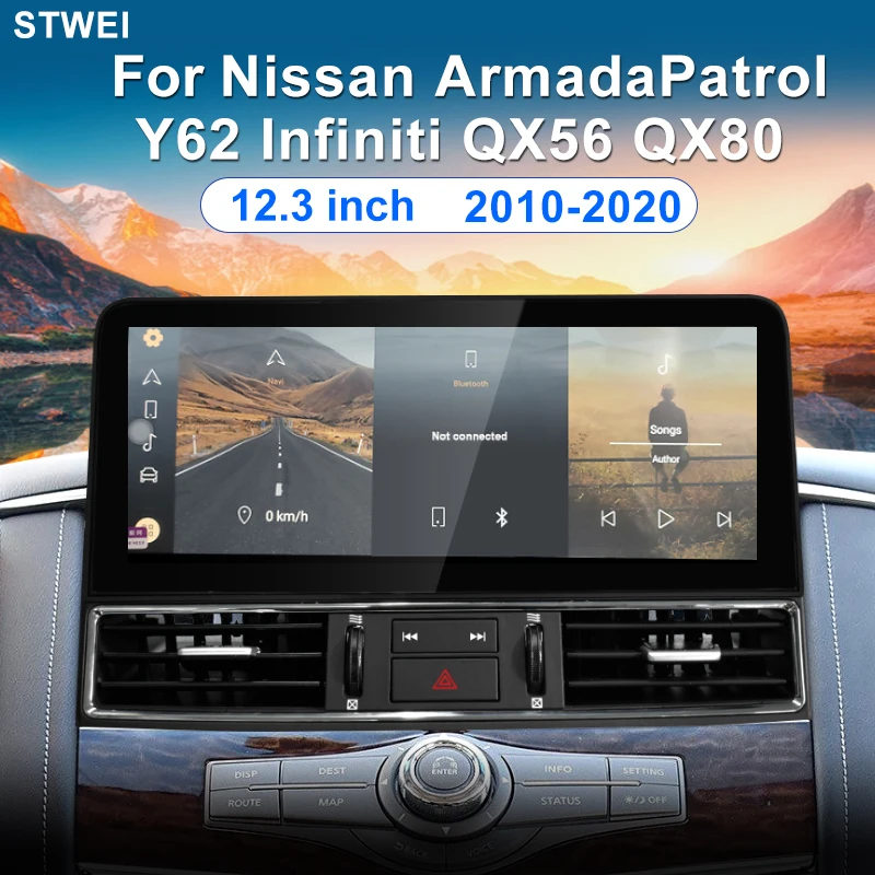 Dla Nissan Touareg Amanda/Infiniti QX56 QX80 12,3 cala Android 13.0 Radio samochodowe Nawigacja GPS Stereo Odtwarzacz multimedialny 4G Carplay