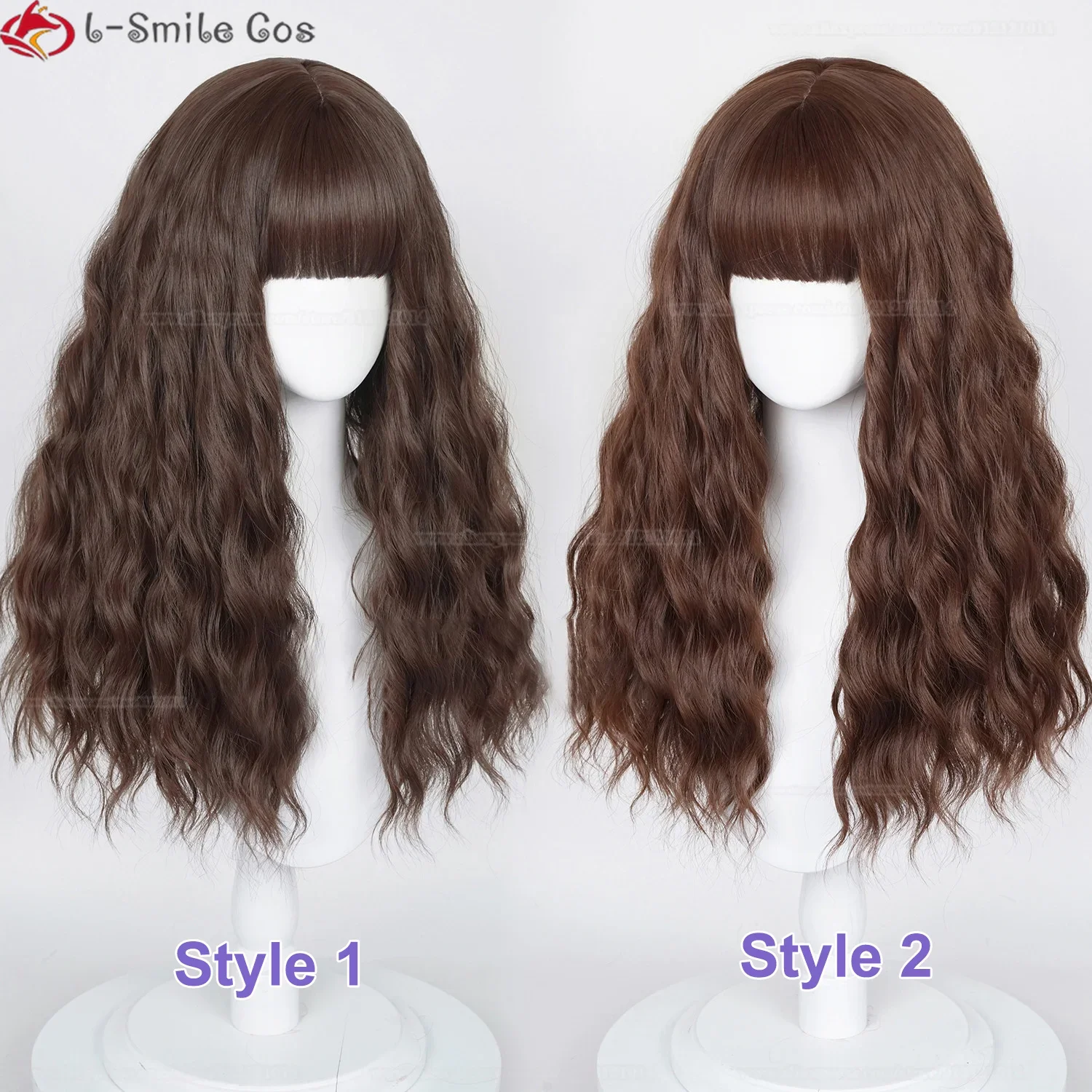 60cm Long Hermione Granger Cosplay Wigs Yellow Light/Dark Brown Small Curly Heat Resistant Hair Halloween Woman Wigs + Wig Cap