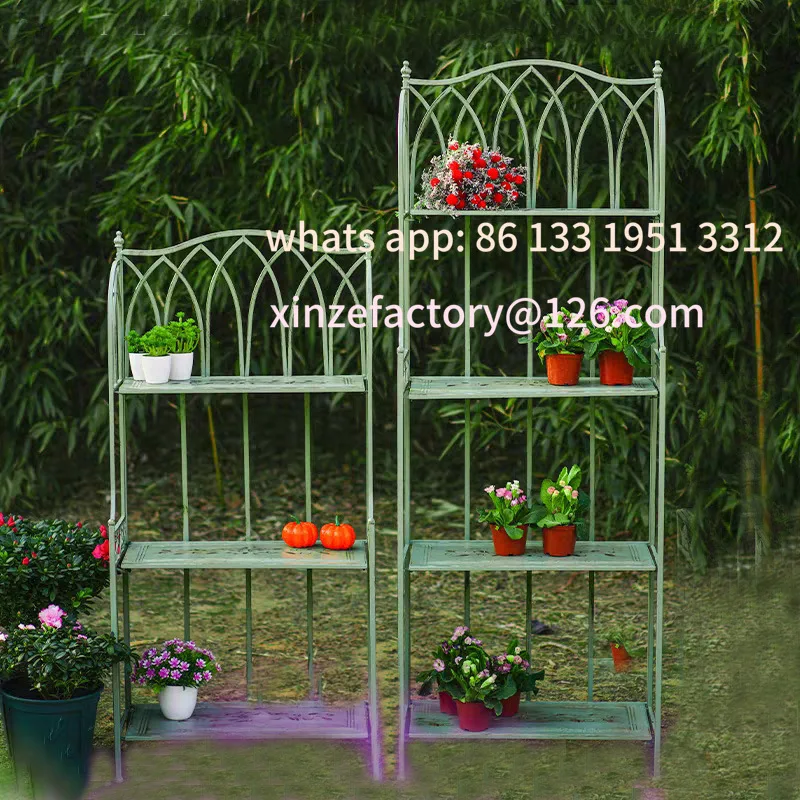 

Customizable new wrought iron balcony rack simple flower succulent green plant display rack movable