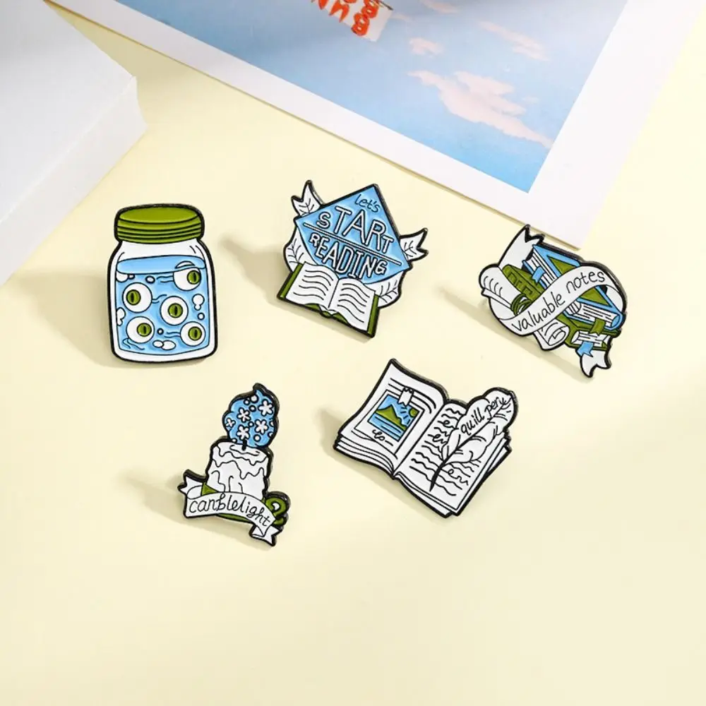 Cute Books Brooch Cartoon Happy Reading Valuable Notes Badge Pin Knowledge Reserve Stars Candlelight Clothing Accessories Girl