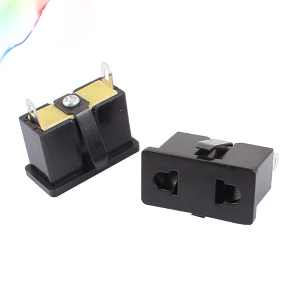 1pcs 2 Terminals Panel Mounted EU US Plug Snap In Power Socket Converter Black