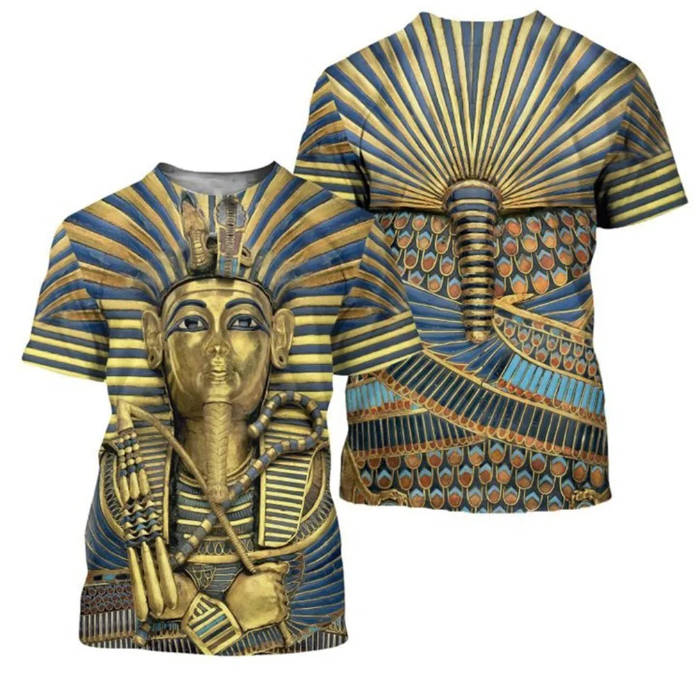 CLOOCL Men T-shirt Ancient Egypt Gods Goddesses Pharaoh 3D Pattern Unisex Short Sleeve Round Neck Tees Casual Pullover Tops