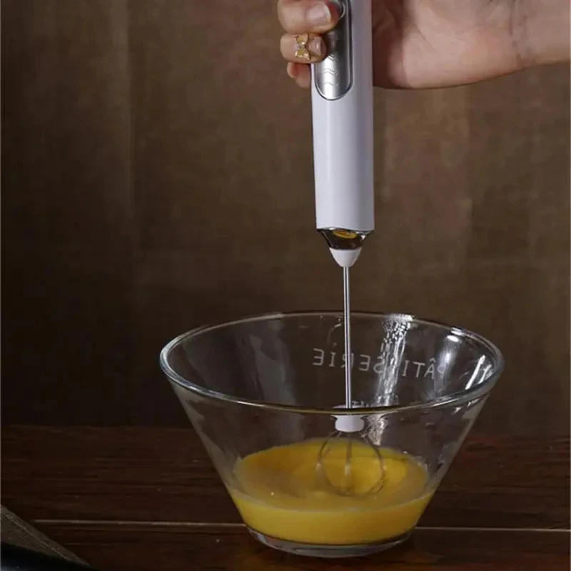 Handheld Double Stick Wireless Whisk Custard Foamer Mini Portable Blender Coffee Milk Three Speed Control Egg White Whipped USB