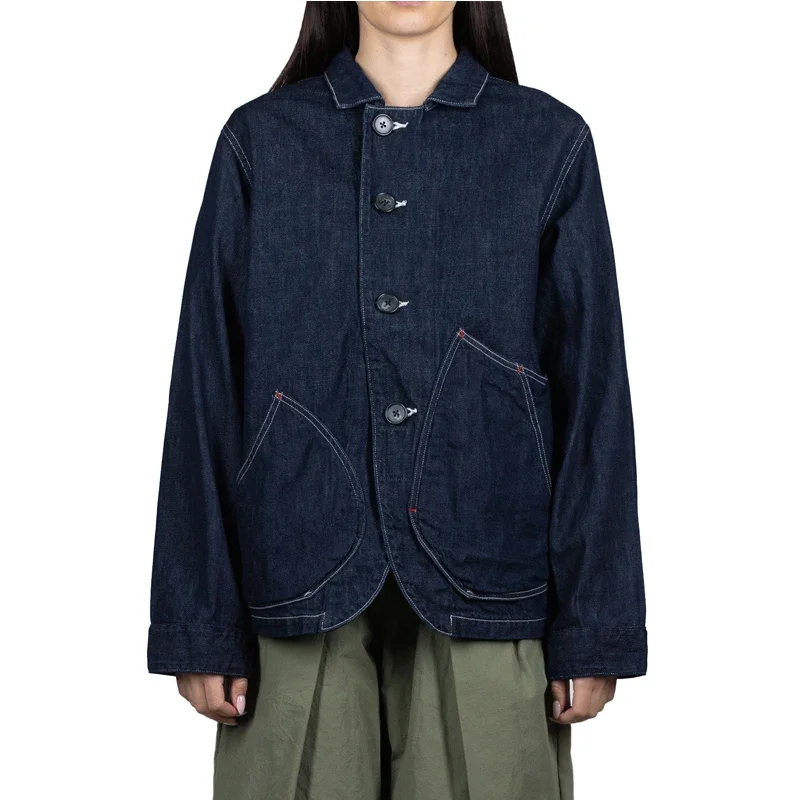 

KAPITAL Vintage Irregular Large Pocket Lapel Japanese Retro Dark Blue Jacket for Men Fashion Coat