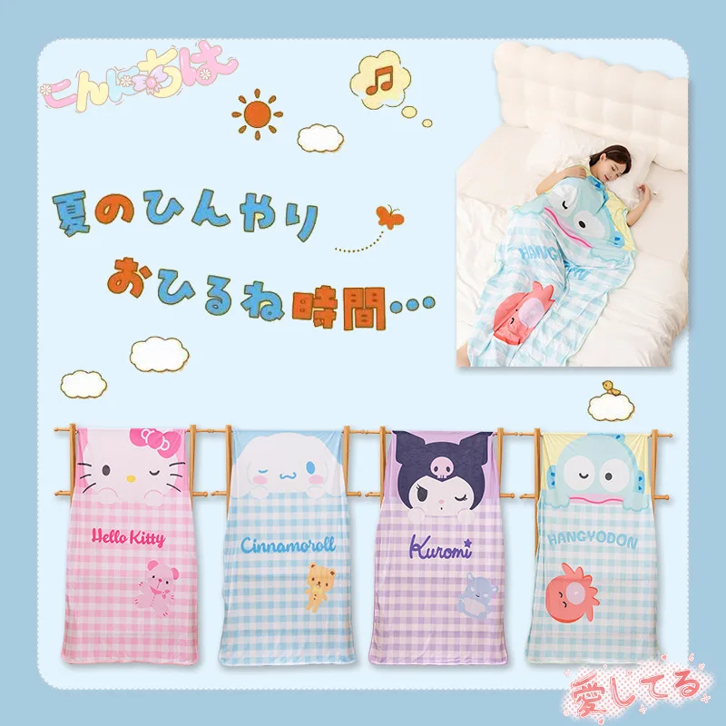 Manta de Verano de Seda Fina con Diseño de Dibujos Animados Japoneses de Sanrio, Manta Ligera para Siesta con Aire Acondicionado, Manta Individual para Niñas, Kawaii, Nueva y Popular
