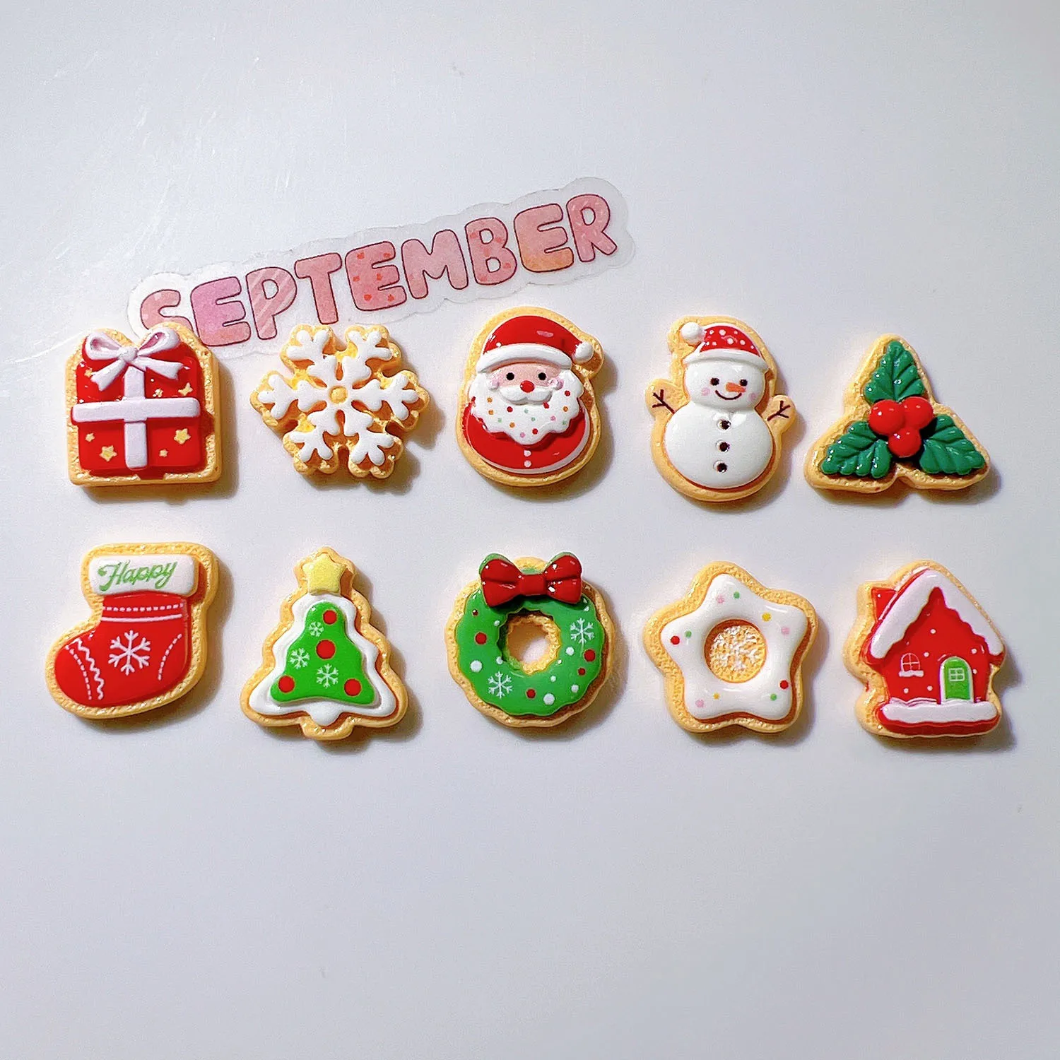 100pcs Kawaii Resin Flatback Miniature Christmas Tree Series DIY for Phone Case Hairpin Keychain Earrings Scrapbook Accessories