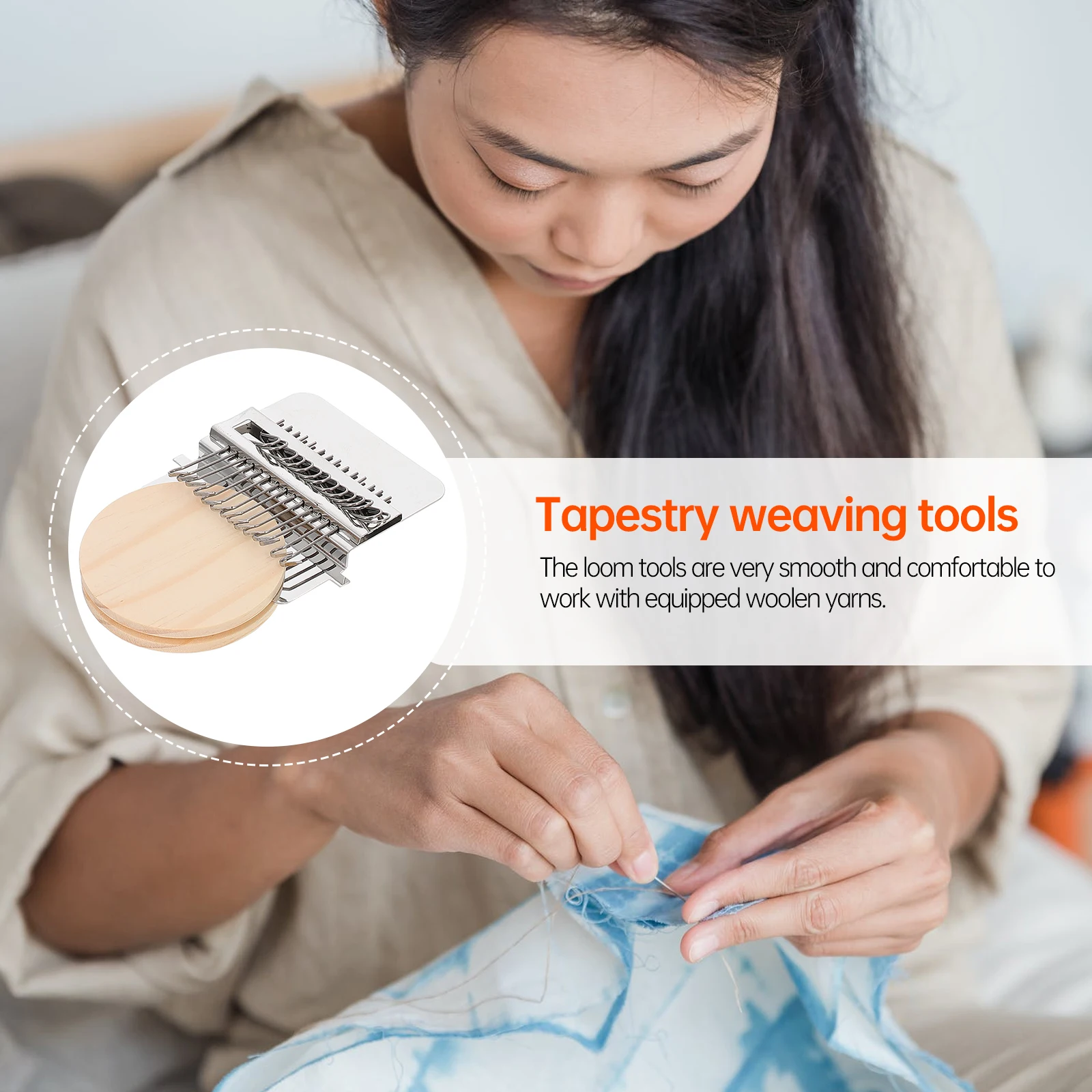 

1Set Hand Knitting Weaving Loom Wooden DIY Tool for Mending Jeans Fabric Making Craft Weaving Machine Set DIY Wood Loom
