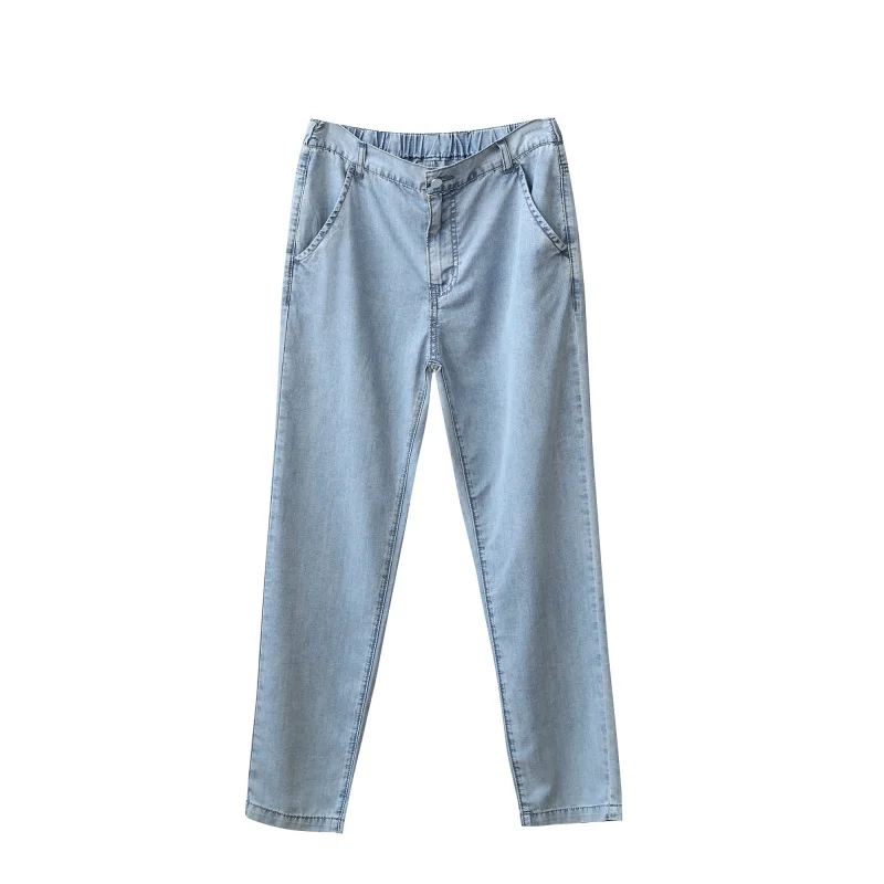 超軽量通気性メンズ夏洗浄ライトブルー快適な肌に優しいカジュアルパンツ長ズボントレンディ