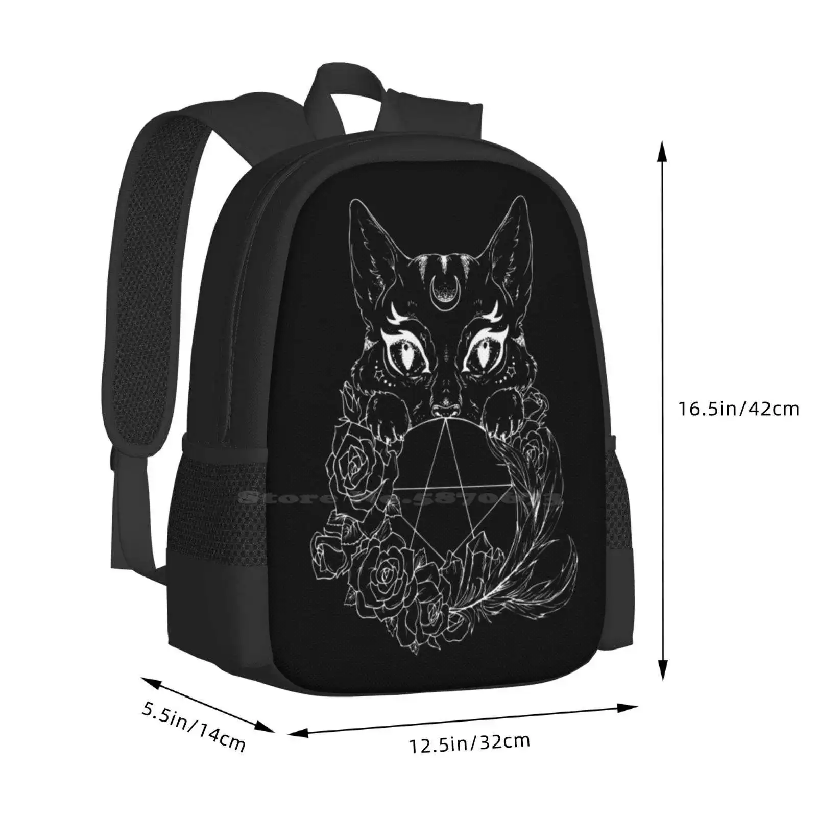 Pentagramm Katze Rucksack für Schüler Schule Laptop Reisetasche Kätzchen Pentagramm Katze Magnete Pentagramm Katze Häute Pentagramm Katze