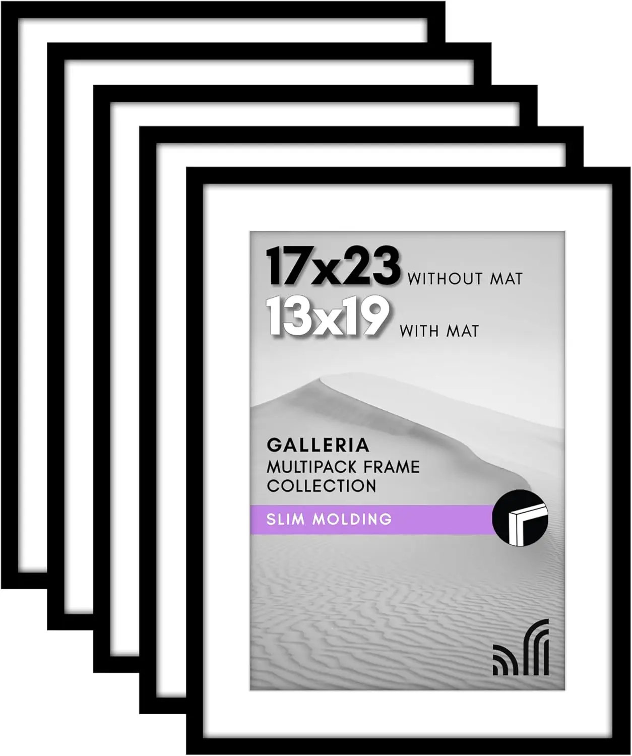 

Set of 5 Black Picture Frames - 17x23 with Polished Plexiglass, Display Photos or Artwork, Includes Hanging Hardware for Wall