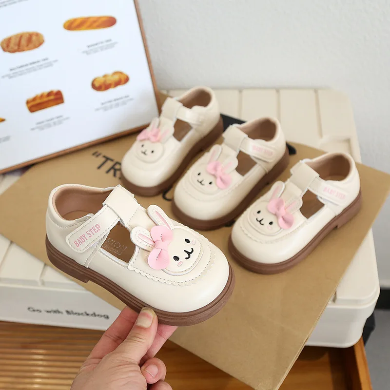 Kids'Casual Shoes Fashion Solid Color Rabbit PU Leather Autumn Shoes For Children Anti-slip Breathable White Size 20-31