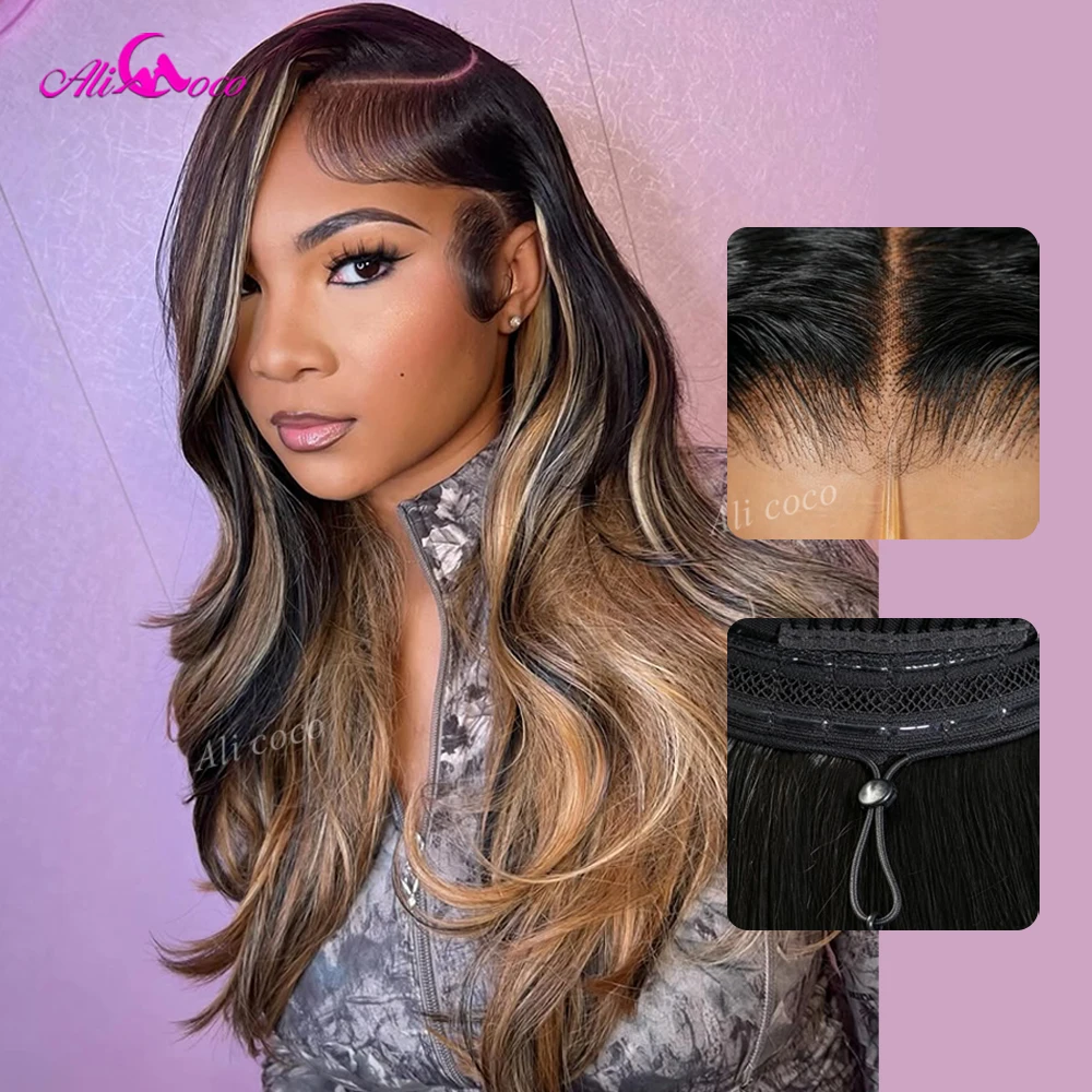 13x6 HD Lace Front Wigs #1B27 Ombre Highlight Glueless 32inch Body Wave Pre plucked Human Hair Wigs Brazilian Hair 180 Density