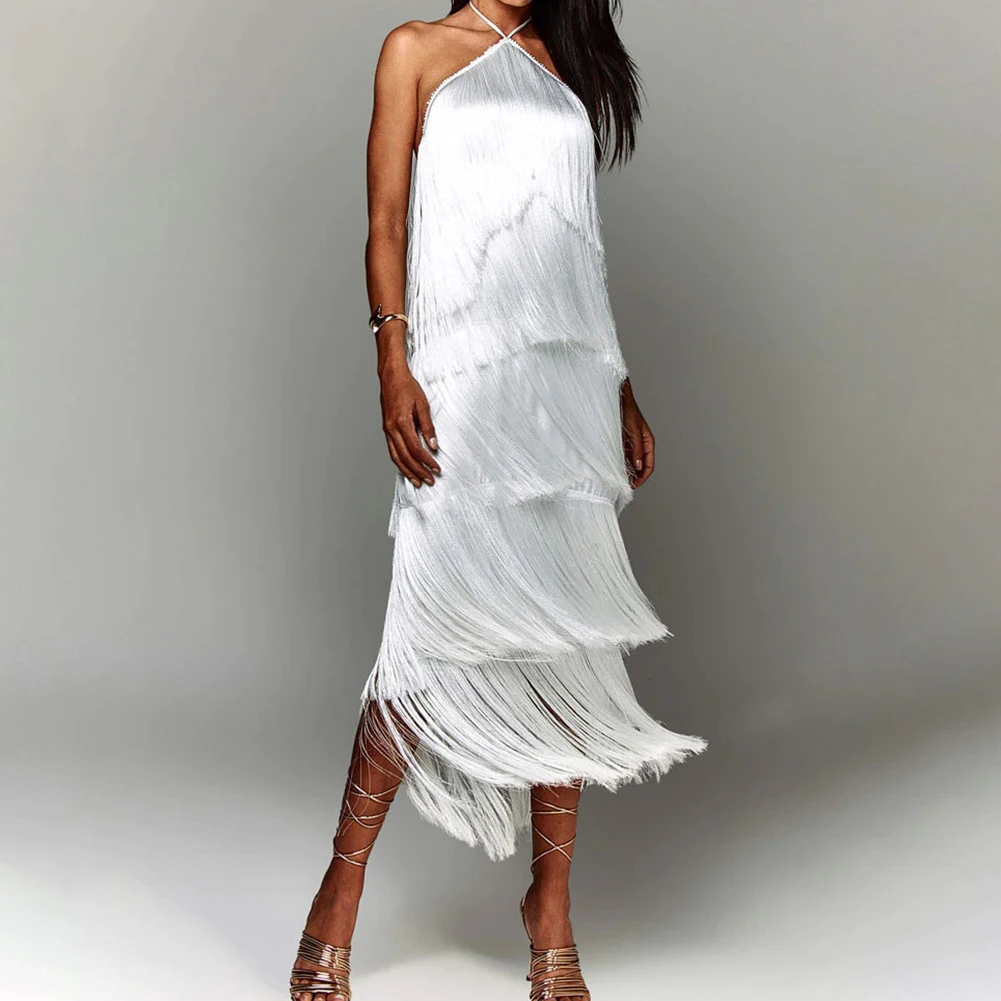 فستان صيفي كاجوال أنيق للحفلات، فستان صيفي خفيف الوزن، قماش مطاطي طفيف، نمط بلون سادة #4