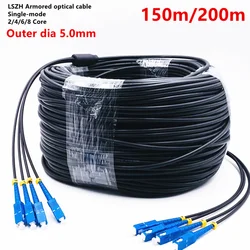 LSZH Outdoor Armored Optical Fiber Cable,LC,SC,FC,Single-mode,2-core 4-core,6-core,8-core,Patch Cord,Flame Retardant,150m ,200m