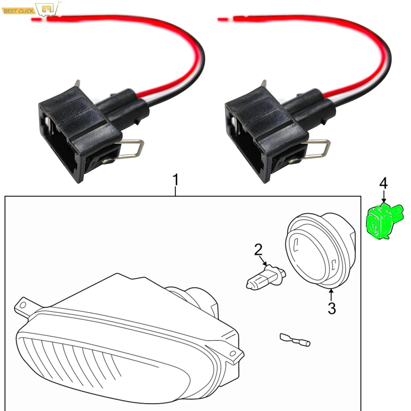 2pcs Fog Light Connector Prewired Harness Kit For VW Transporter T4 T5 2-Pin Female Plug Adapter Wiring Socket 357972752