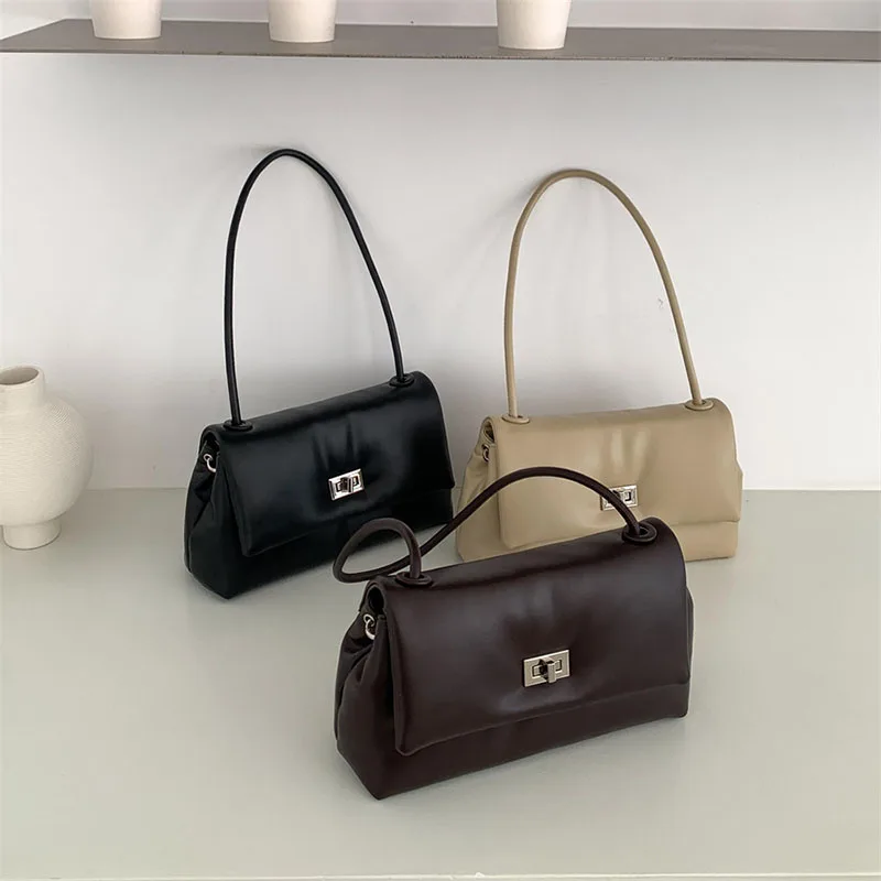 

Fashion Quilted Tote Women Bag Soft PU Leather Shoulder Bags for Women High Quality Cover Handbag Luxury Designer Bags NEW Flap