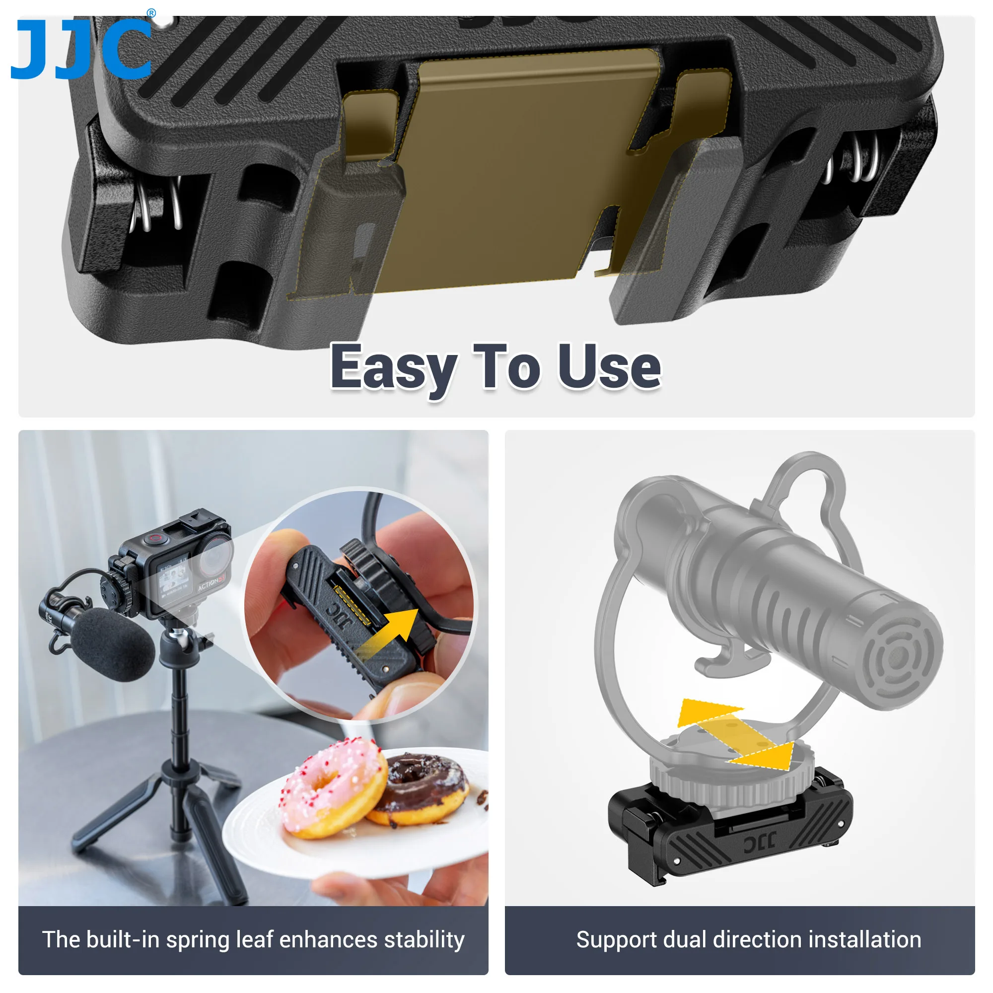 JJC قاعدة مغناطيسية سريعة الإصدار لـ DJI OSMO 360 Action 5 Pro 4 3 كاميرا محول الحذاء البارد قوس للميكروفونات أضواء LED