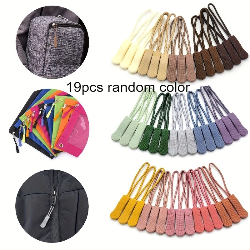 19Pcs Colorful Zipper Pull Extenders,Replacement Pulls for Golf Bag Backpack Jacket Luggage Purse Handbag Durable Accessories
