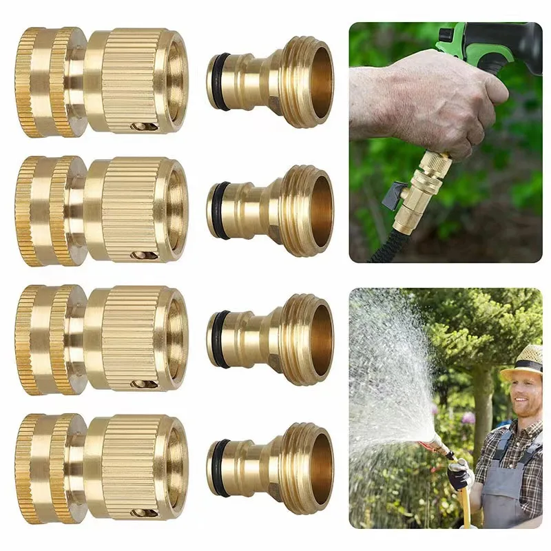 Garden Hose Quick Connect 3/4' Male Female Solid Brass Water Pipe Fittings GHT 3/4 Inch Threaded Coupling Irrigation Adapter