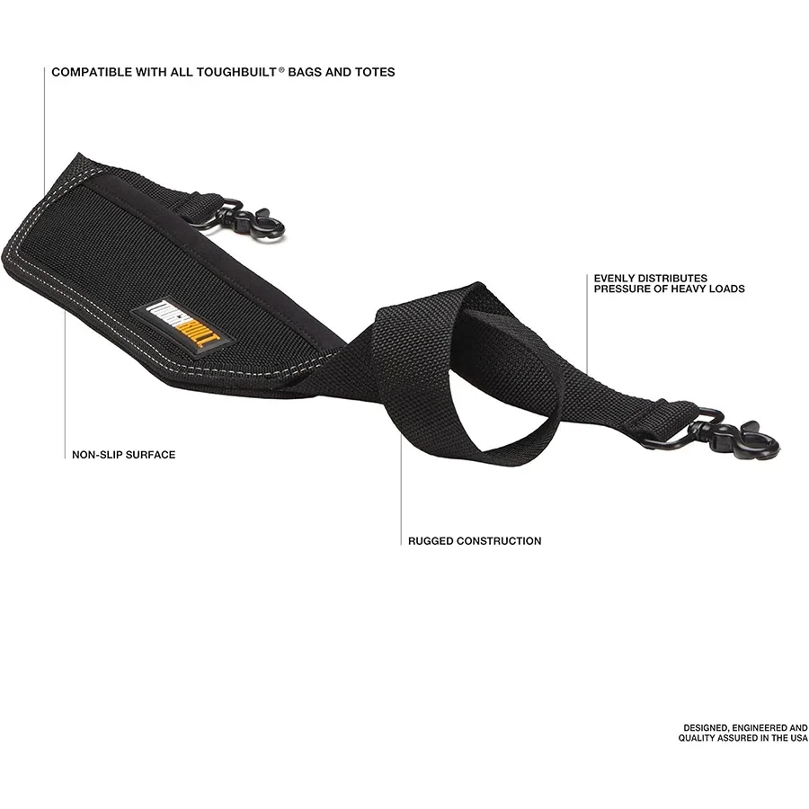 ToughBuilt TB-55-B Shoulder Tool Bag Strap - Clip on Shoulder Strap-Rugged Construction - Non-slip Surface