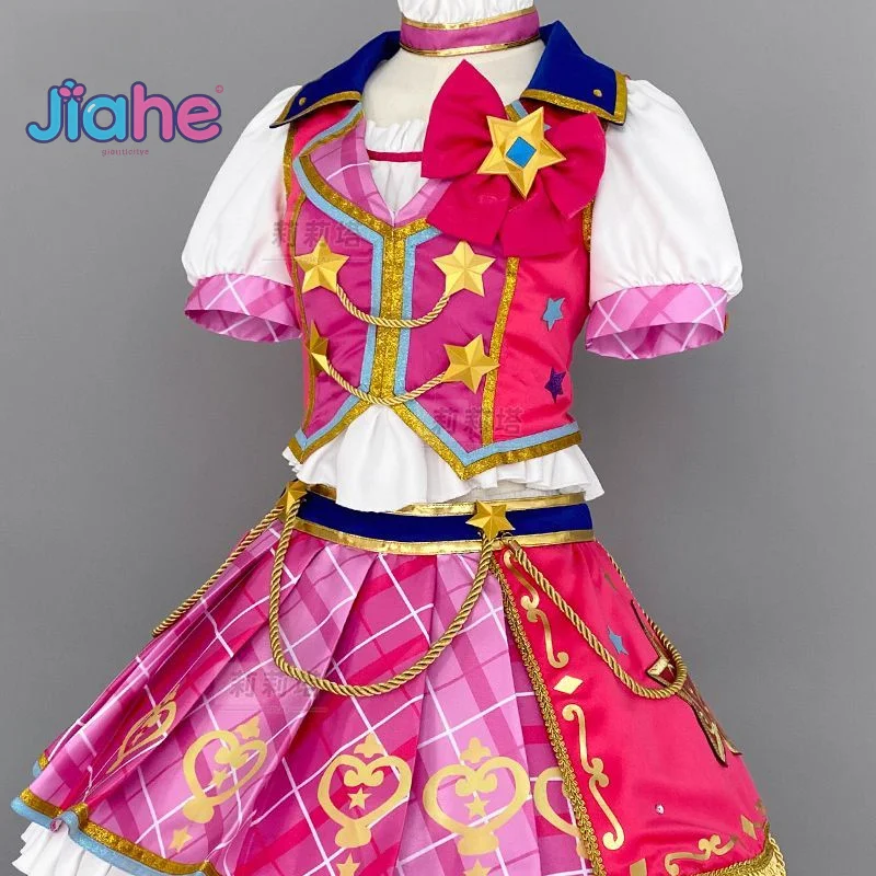 أنيمي Nijino Yume Aikatsu Stars! أزياء تنكرية لطيفة جديدة وردية لوليتا فستان الحرم الجامعي دعائم حفلات الهالوين مجموعة شعر مستعار نسائية