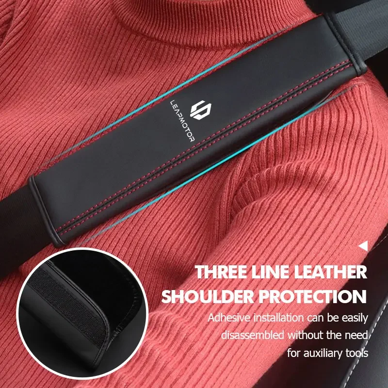 

Leather Seat Belt Cover Shoulder Pad For Leapmotor B10 C10 C11 C16 C01 T03 S01 Car Accessories