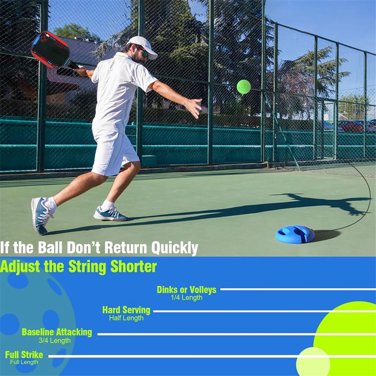 

T61C_Match Buddy Pickleball Trainer, Pickleball Trainer Ball with String, Easy to Use Pickleball Rebounder for Practice,Blue